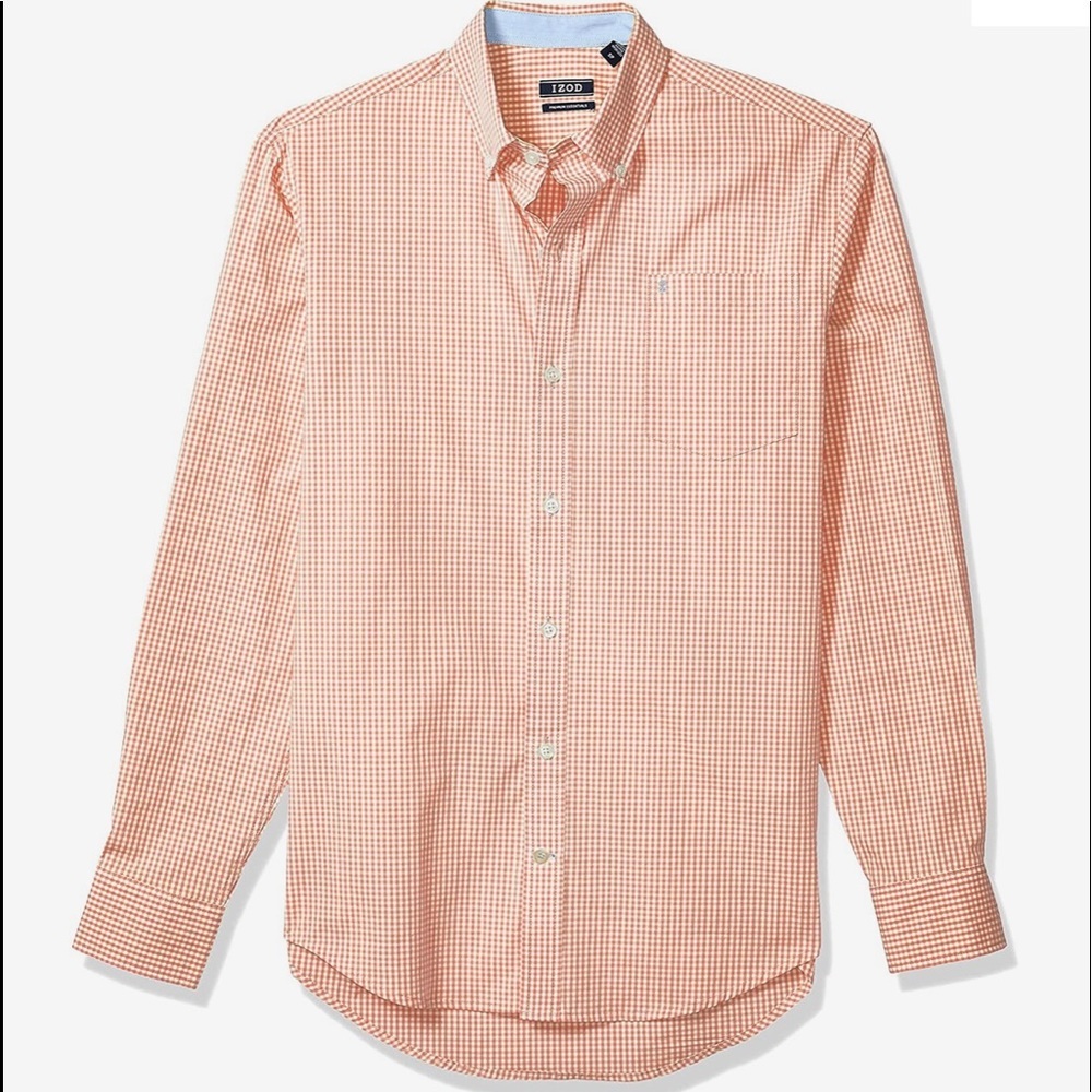 Button Down Long Sleeve Stretch Performance Gingham Shirt - Slim Fit - Medium